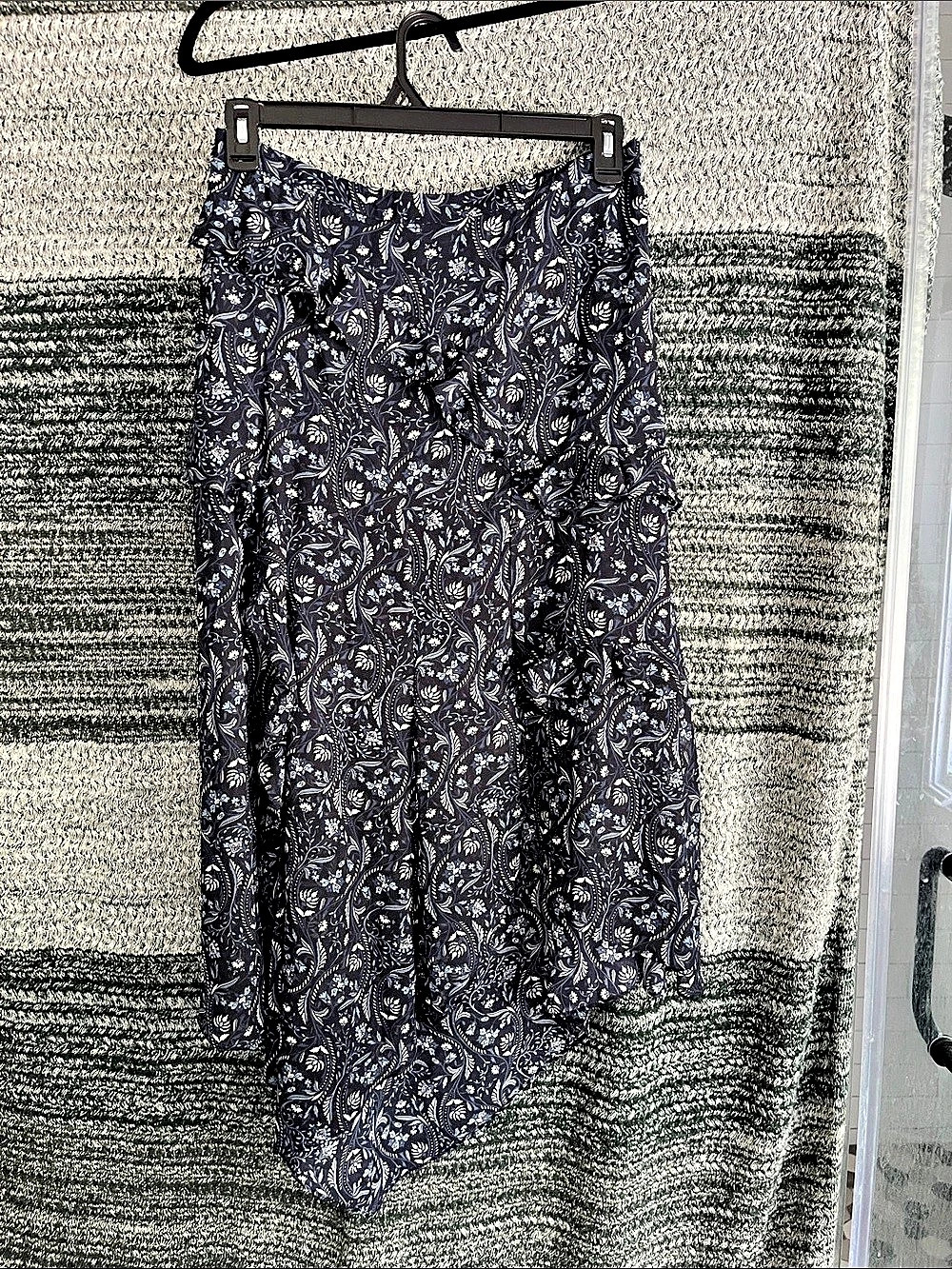 Veronica Beard Sira Silk Midi Skirt in Navy Paisley Navy Paisley Blue & Black